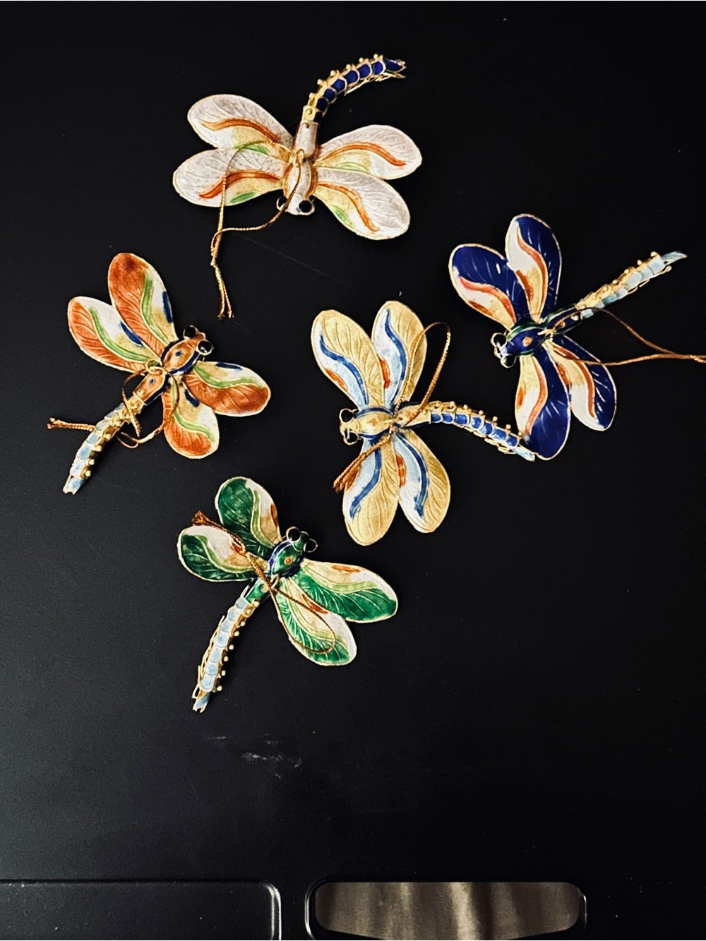 Enamel Dragonfly Ornament Set - Multicolor Home Accents